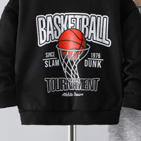Boys Black Full Sleeves Sweatshirt with Trouser Set Sets   