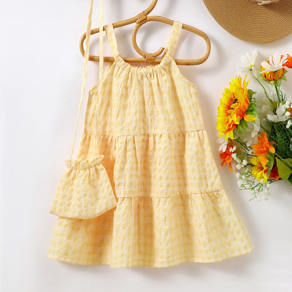 Girls Yellow Halter Neck Tiered Dress Casual Dresses Yellow 6-9 M 