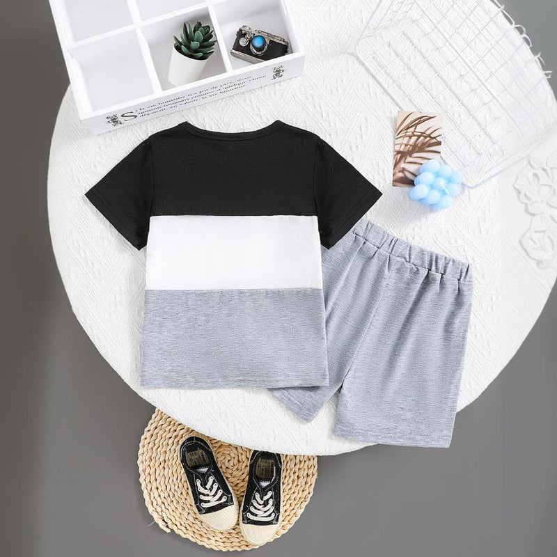 Boys Grey Melange T-shirt with Shorts Set Sets   
