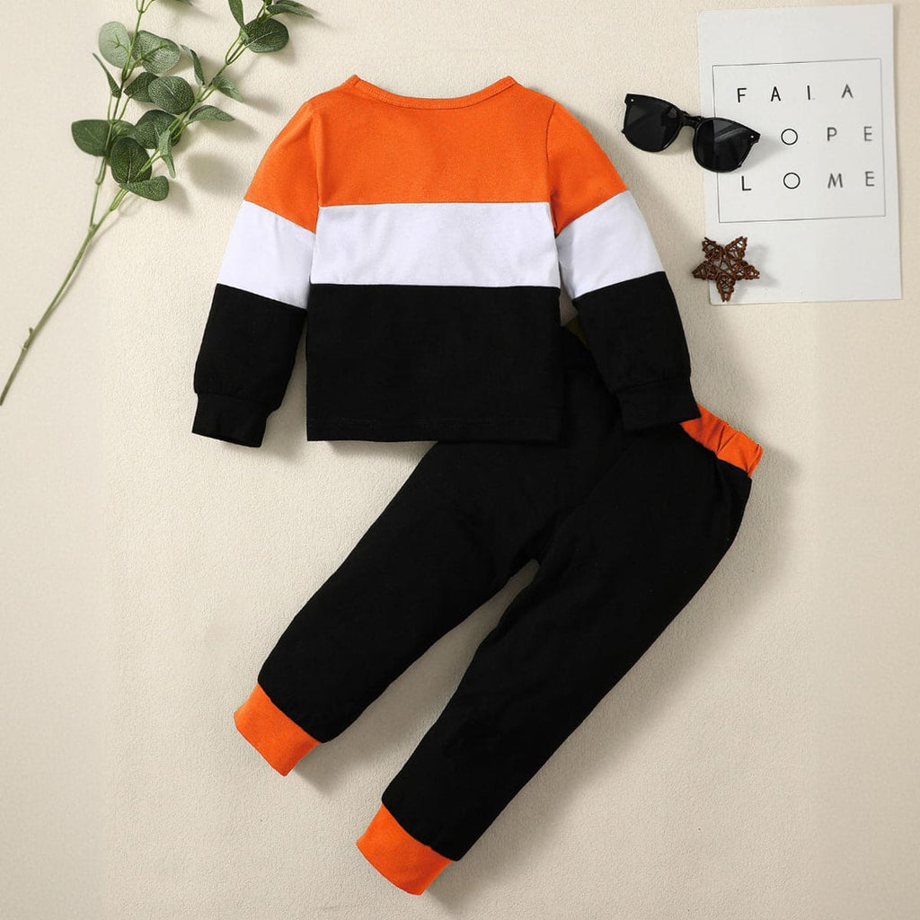 Boys Black Sweatshirt with Trackpants Set Sets Black 1-2 Y 