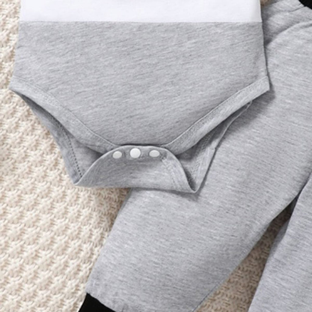 Boys Grey Bodysuit with Trackpants Set Sets   