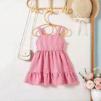 Girls Pink Strappy Fit & Flare Dress Casual Dresses   