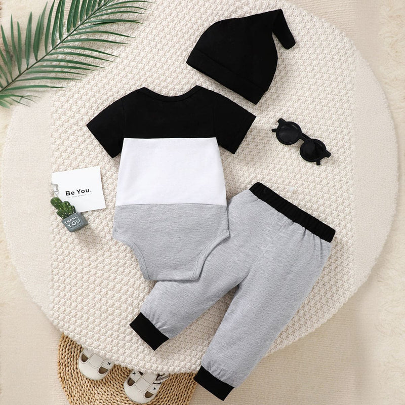 Boys Grey Bodysuit with Trackpants Set Sets   