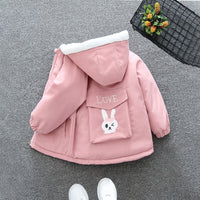 Girls Pink Printed Back Pocket Full Sleeves Fleece Lined Jacket Coats & Jackets   