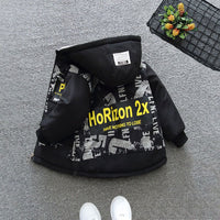 Boys Yellow Printed Full Sleeves Hooded Fleece Lined Jacket Coats & Jackets   