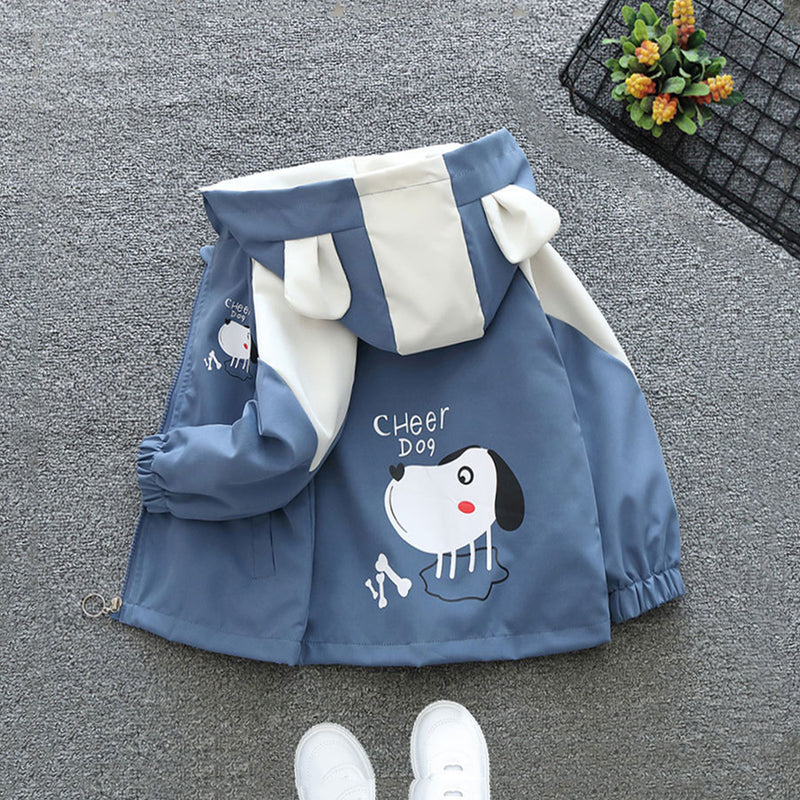 Boys Blue Printed Winter Wear Full Sleeves Fleece Lined Jacket Coats & Jackets   
