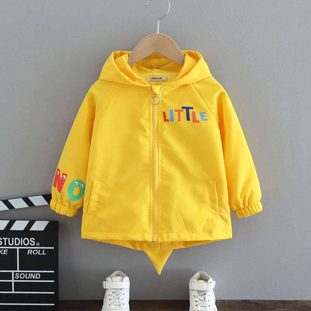 Boys Yellow Dinosaur Printed Front Open Hooded Trendy Jacket Coats & Jackets Yellow 1-2 Y 