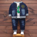 Boys Green Dinosaur Graphic T-Shirt With Denim Jacket & Pants Set Sets Green 1-2 Y 