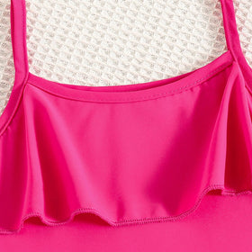 Girls Fuchsia Layered Camisole Top With Printed Pants Set Sets   