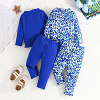 Girls Printed Top With Pants Set ( Pack of 2 ) Sets   