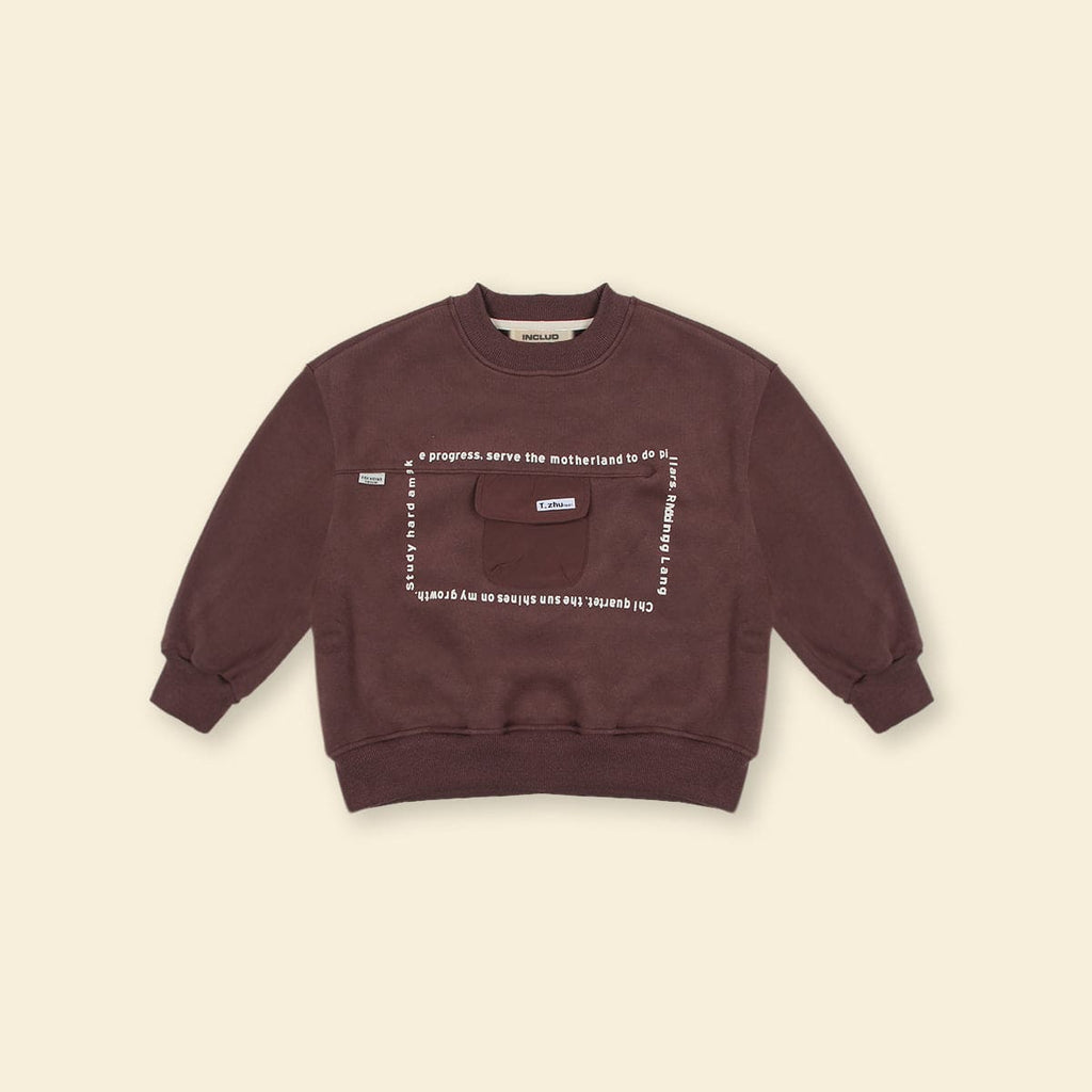 Boys HD Print Long Sleeve Fleece Sweatshirt With Flap Pocket Sweatshirts & Hoodies   