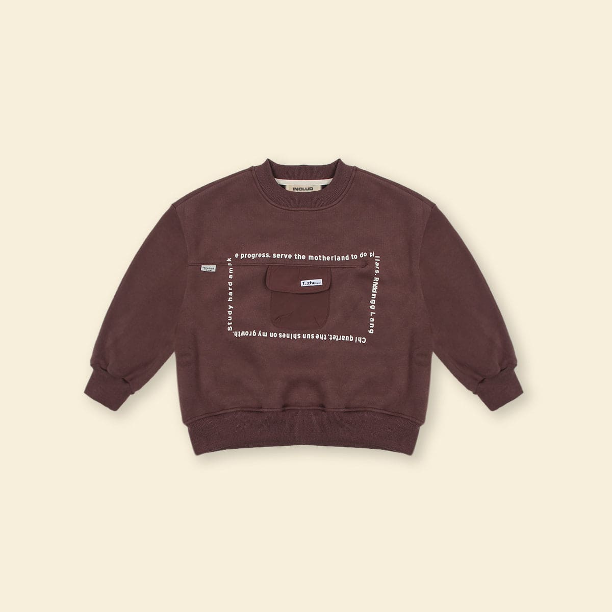 Boys HD Print Long Sleeve Fleece Sweatshirt With Flap Pocket Sweatshirts & Hoodies   