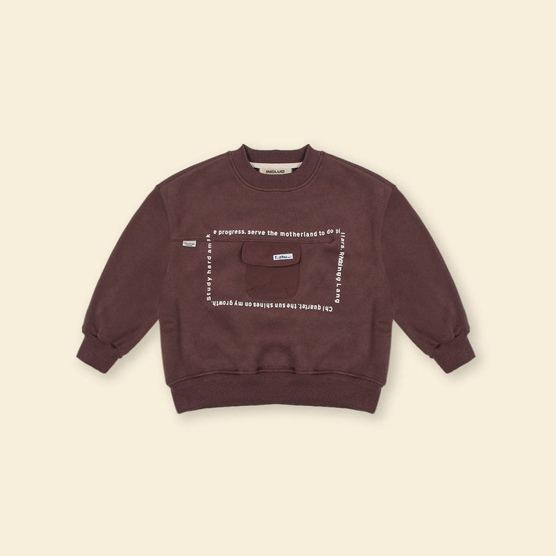Boys HD Print Long Sleeve Fleece Sweatshirt With Flap Pocket Sweatshirts & Hoodies   