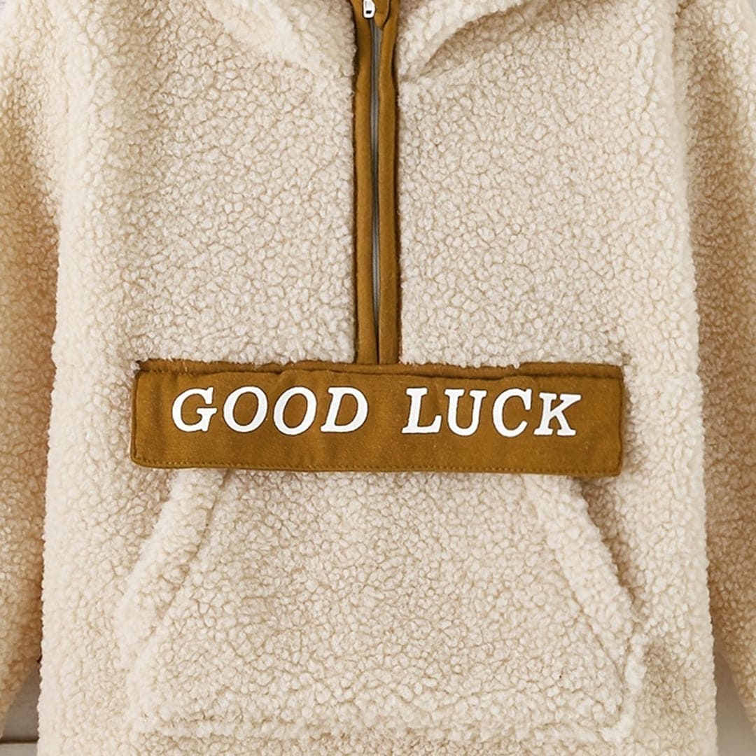 Boys Khaki Fleece Hooded Sweatshirt Sweatshirts & Hoodies   