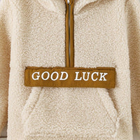 Boys Khaki Fleece Hooded Sweatshirt Sweatshirts & Hoodies   