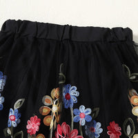 Girls Black Knitted Top with Embroidered Skirt Sets   