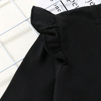 Girls Black Knitted Top with Embroidered Skirt Sets   