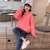 Girls Pink Oversized Hooded Trendy Sweatshirt Sweatshirts & Hoodies   