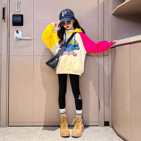 Girls Color-Blocked Fashion Hooded Sweatshirt Sweatshirts & Hoodies   