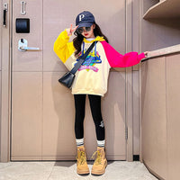 Girls Color-Blocked Fashion Hooded Sweatshirt Sweatshirts & Hoodies   