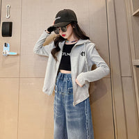 Girls Grey Front Open Hooded Jacket Coats & Jackets   
