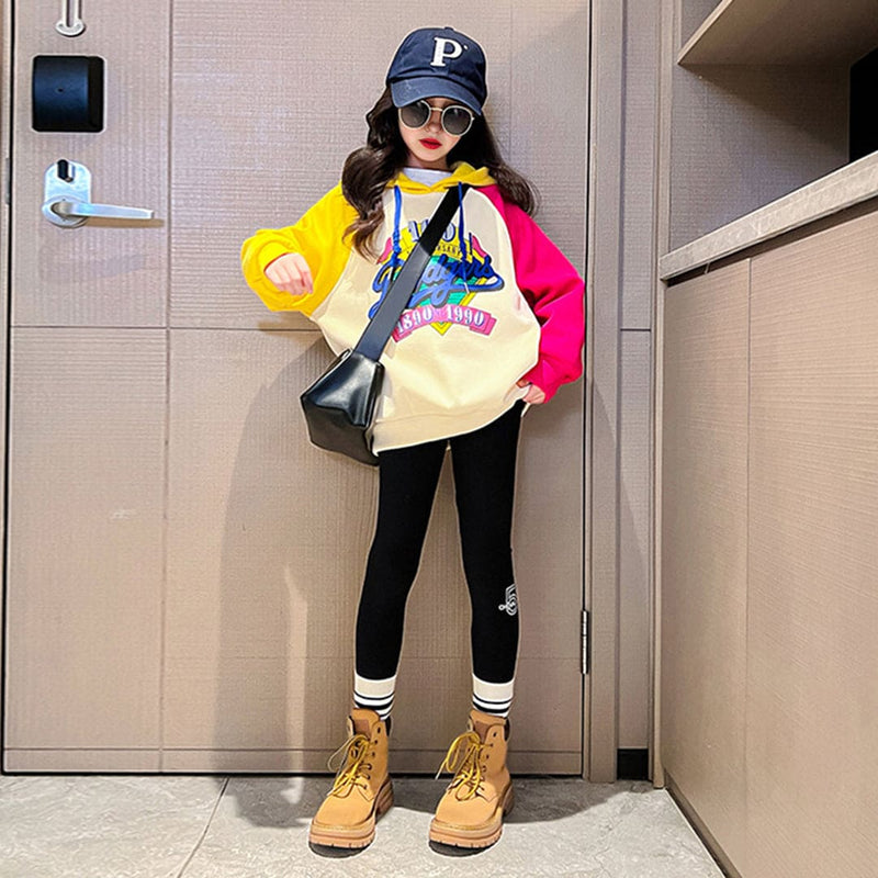 Girls Color-Blocked Fashion Hooded Sweatshirt Sweatshirts & Hoodies   