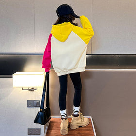 Girls Color-Blocked Fashion Hooded Sweatshirt Sweatshirts & Hoodies   