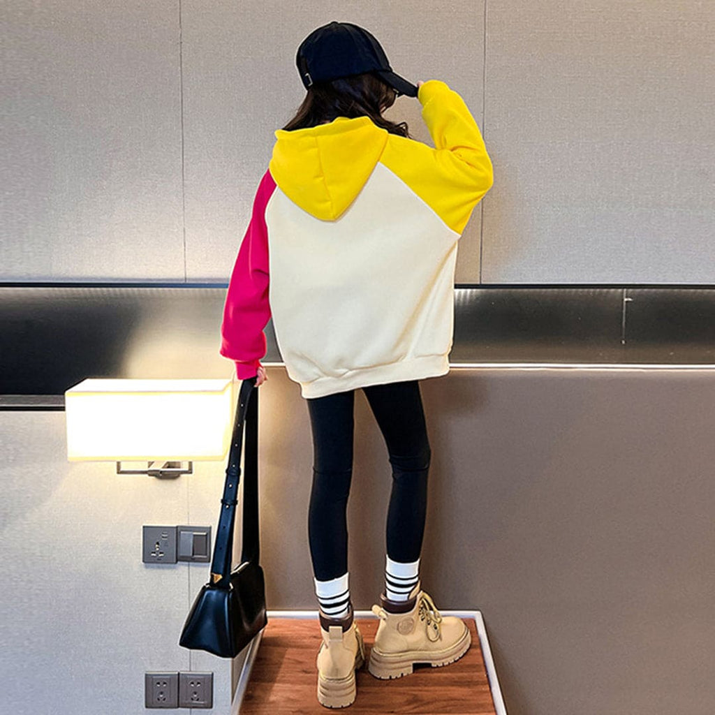Girls Color-Blocked Fashion Hooded Sweatshirt Sweatshirts & Hoodies   