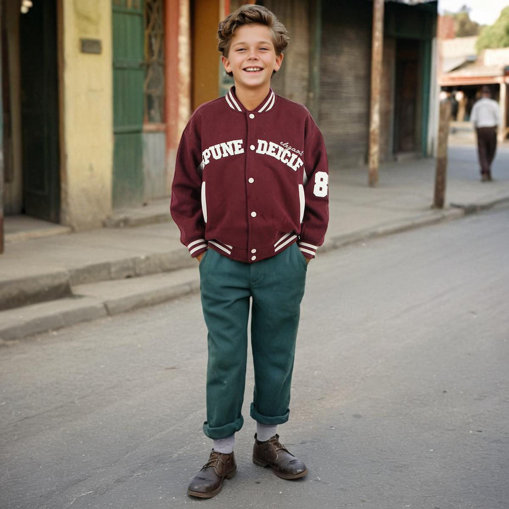 Boys Maroon Applique Embroidery Long Sleeve Lined Sweatshirt Sweatshirts & Hoodies Maroon 9-10 Y 