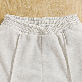 Girls Grey Knitted Crop Top with Pants Set Sets   