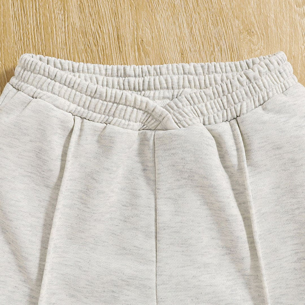 Girls Grey Knitted Crop Top with Pants Set Sets   