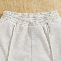 Girls Grey Knitted Crop Top with Pants Set Sets   