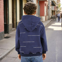 Boys Navy Hooded Printed Warm Sweatshirt Sweatshirts & Hoodies   