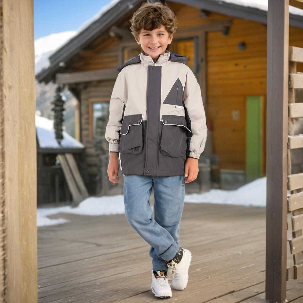 Boys Grey Long Sleeve Quilted Jackets With Detachable Hood Coats & Jackets Grey 11-12 Y 