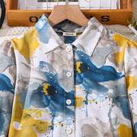 Girls Yellow Printed Full Sleeves Shirt with Pants Set Sets   