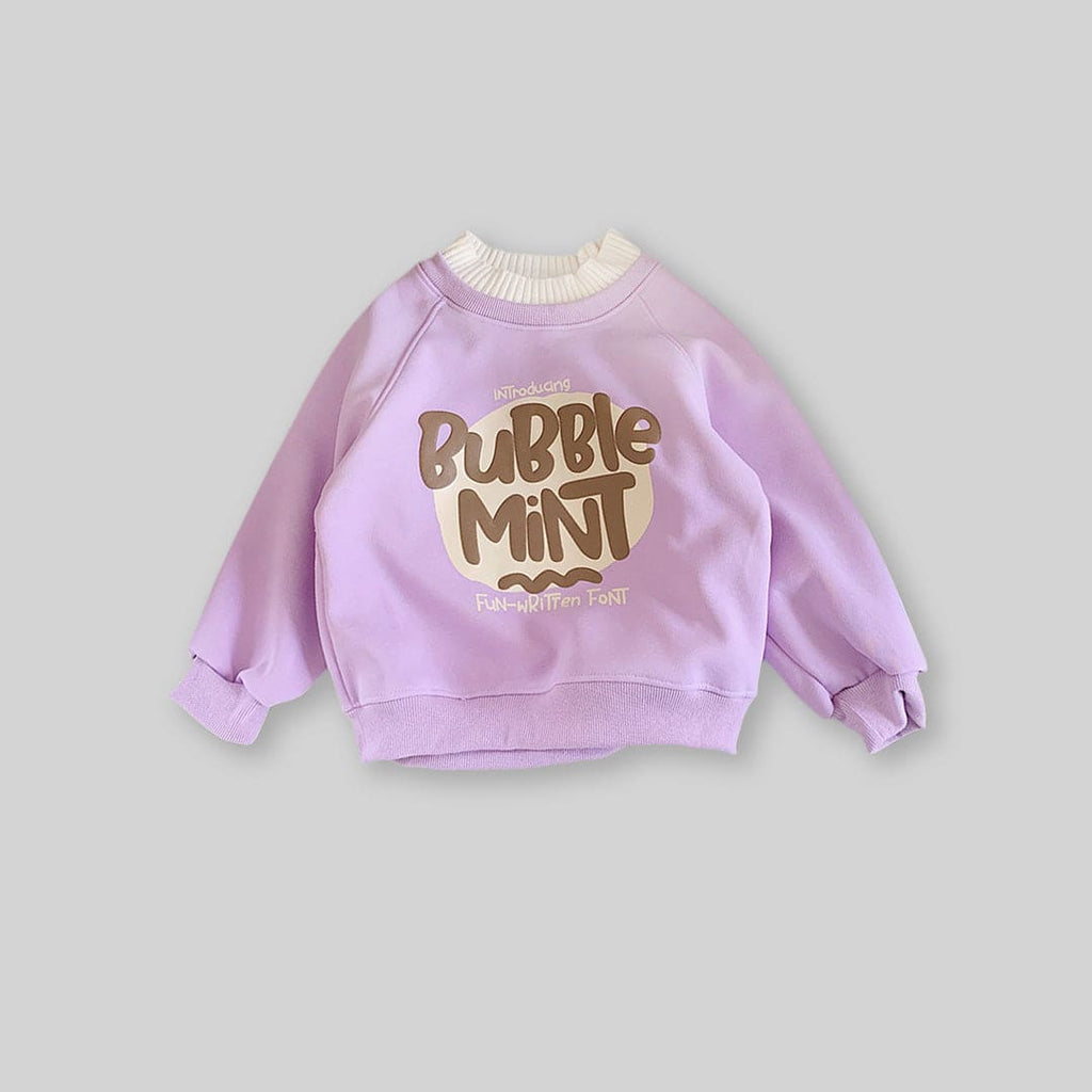 Girls Purple Text Printed Pullover Trendy Sweatshirt Sweatshirts & Hoodies Purple 5-6 Y 