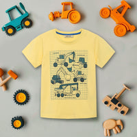 Boys Yellow Crane Graphic Short Sleeve T-Shirt Tshirts Yellow 1-2 Y 