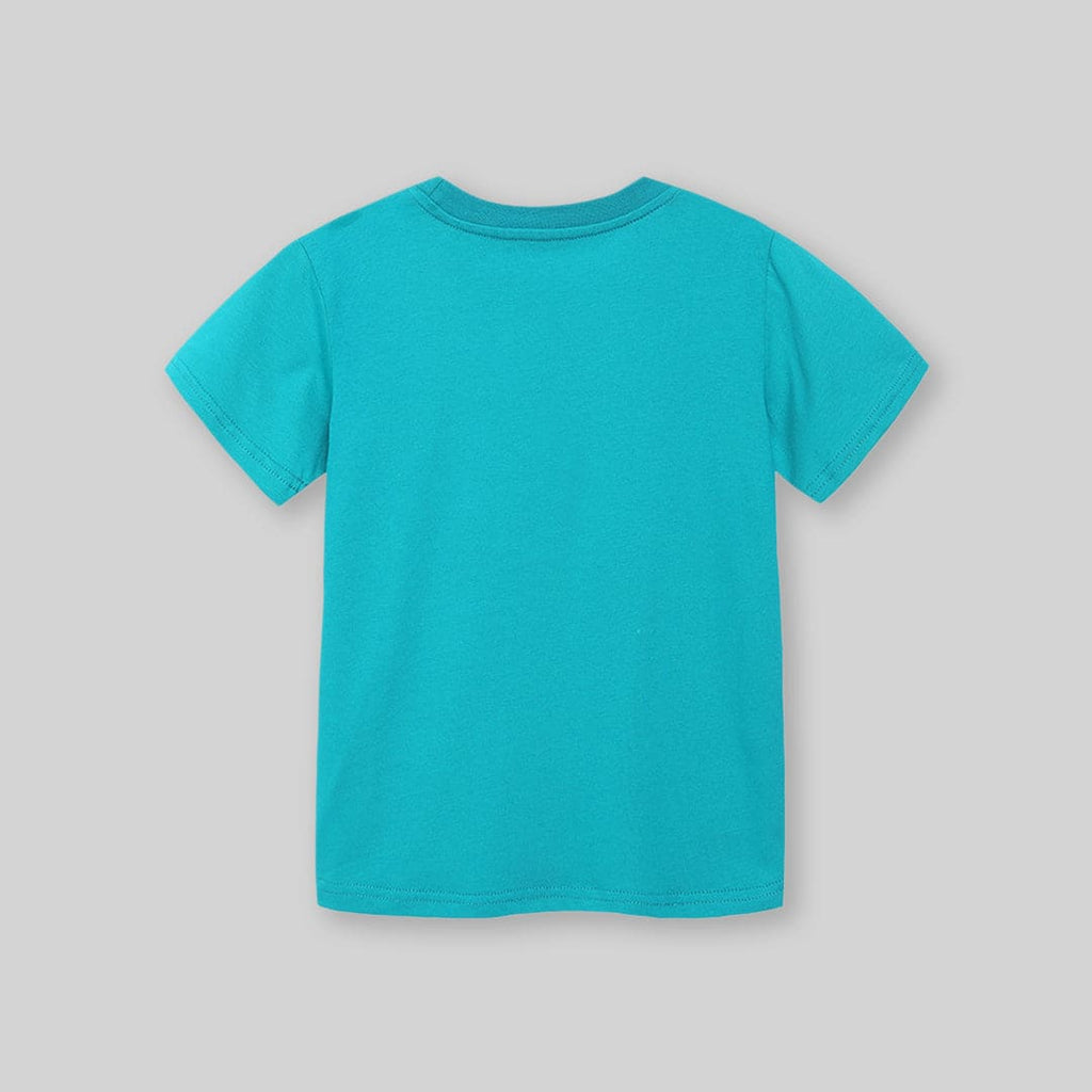 Boys Sea Green Car Graphic Short Sleeve T-Shirt Tshirts   