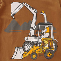 Boys Brown Short Sleeve Crane Graphic T-Shirt Tshirts   