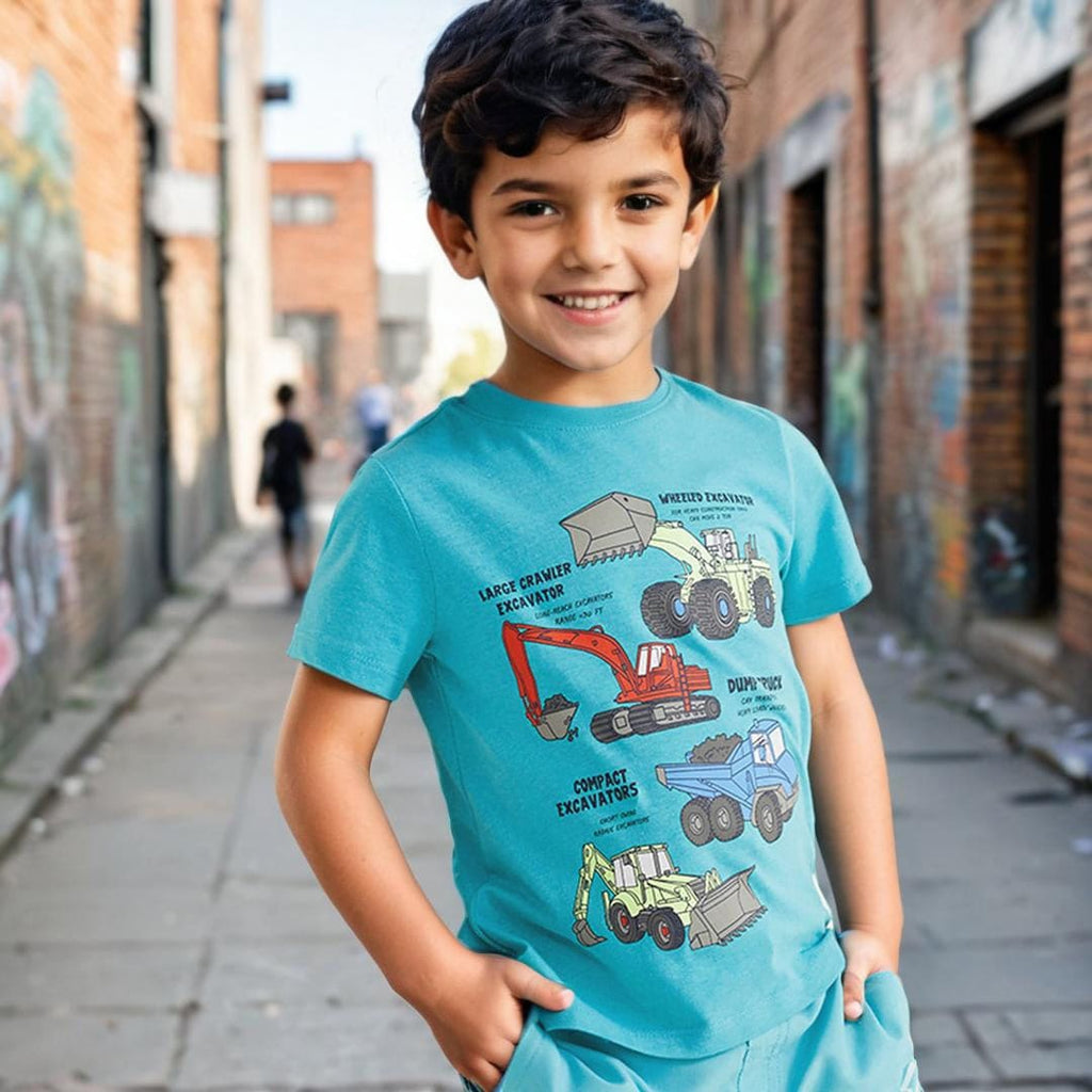 Boys Short Sleeve Truck Graphic T-Shirt Tshirts Aqua 1-2 Y 