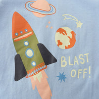 Boys Light Blue Rocket Graphic Short Sleeve T-Shirt Tshirts   