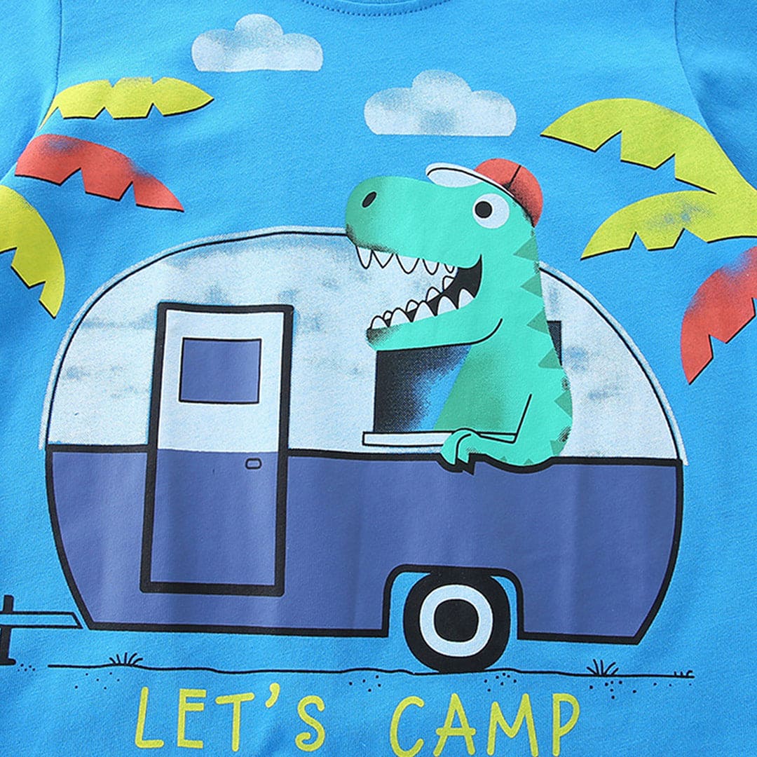 Boys Blue Dinosaur Graphic Short Sleeve T-Shirt Tshirts   
