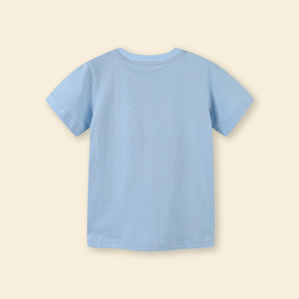 Boys Light Blue Rocket Graphic Short Sleeve T-Shirt Tshirts   
