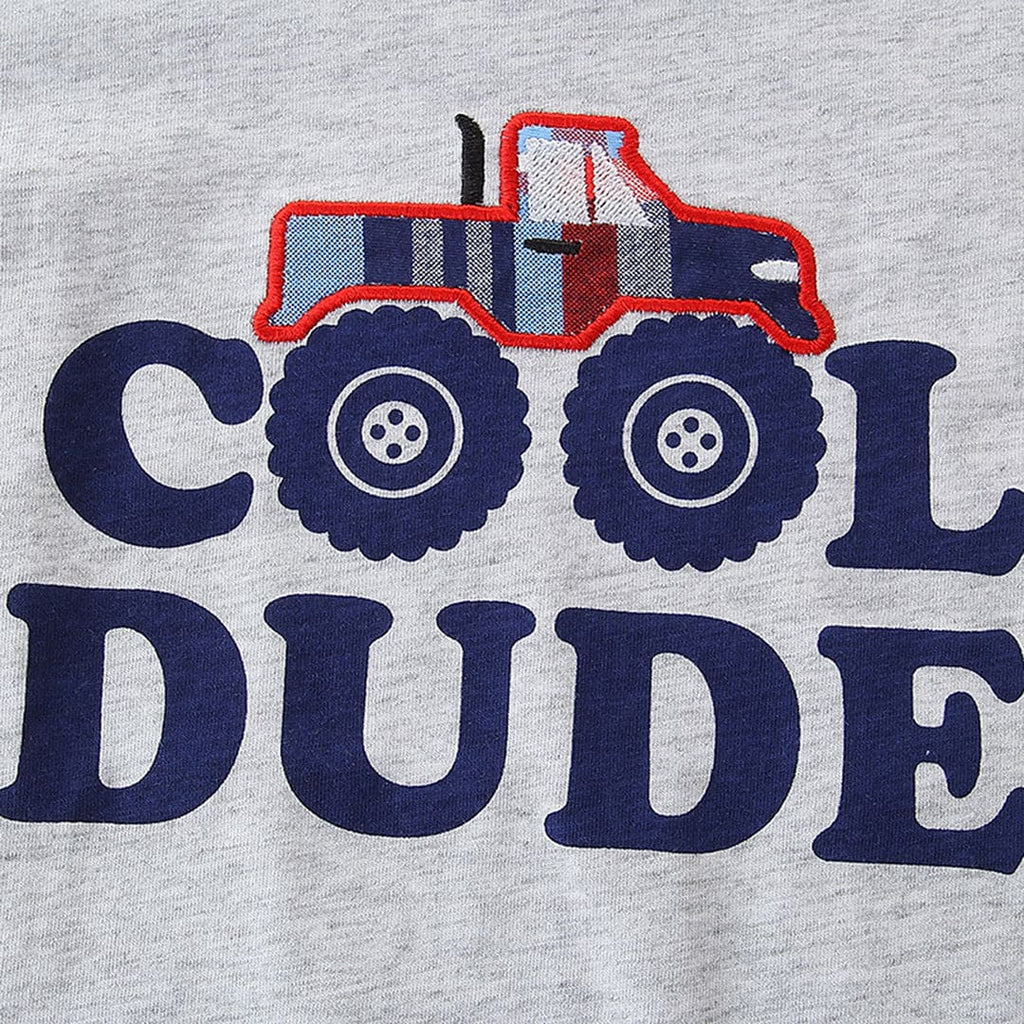 Boys Grey Cool Dude Print T-Shirt With Check Shorts Set Sets   