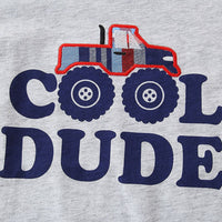 Boys Grey Cool Dude Print T-Shirt With Check Shorts Set Sets   