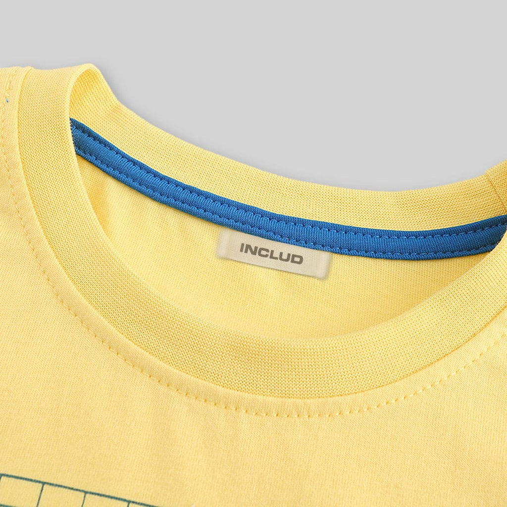 Boys Yellow Crane Graphic Short Sleeve T-Shirt Tshirts   