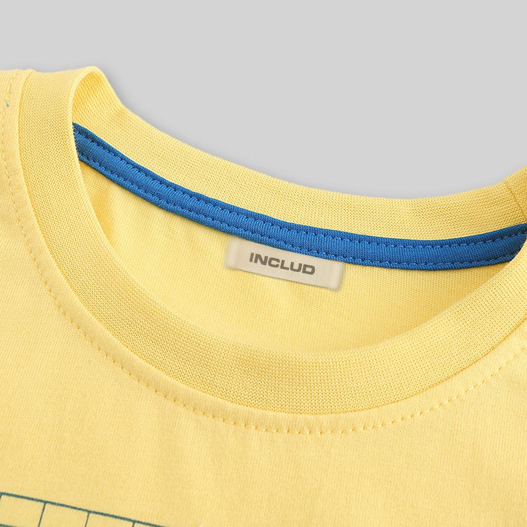 Boys Yellow Crane Graphic Short Sleeve T-Shirt Tshirts   