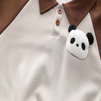 Boys Brown Color-blocked Polo Sweatshirt With Trouser Set Sets   