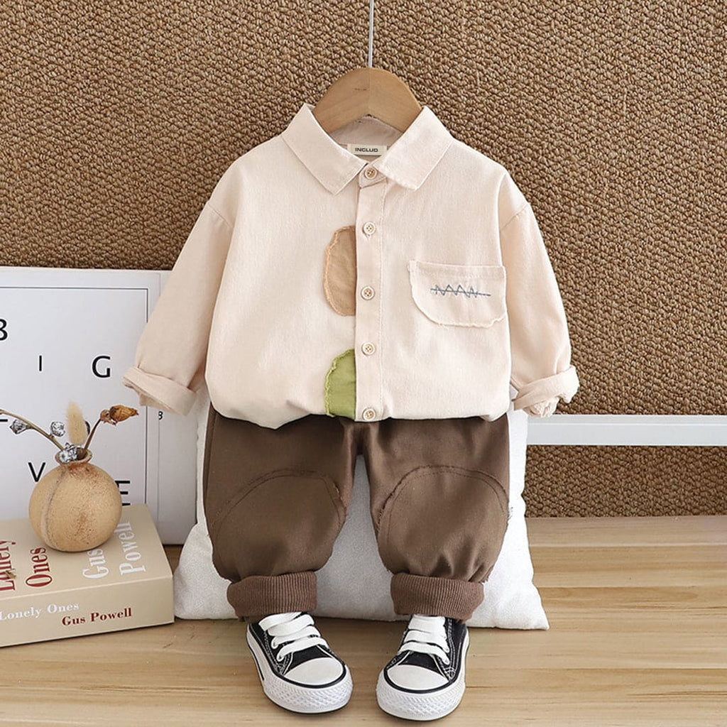 Boys Off White Long Sleeves Shirt With Trouser Set Sets Off White 1-2 Y 