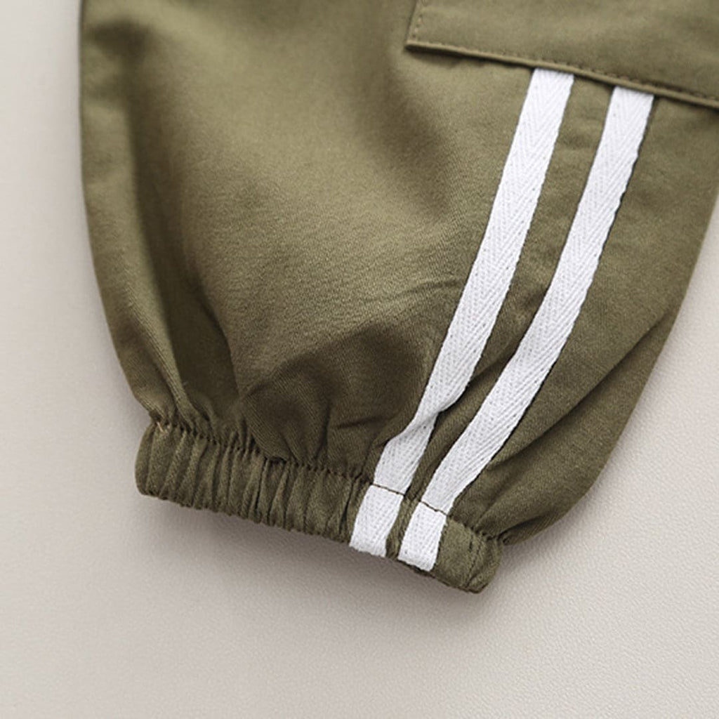 Boys Green Colorblocked Shirt With Jogger Set Sets   